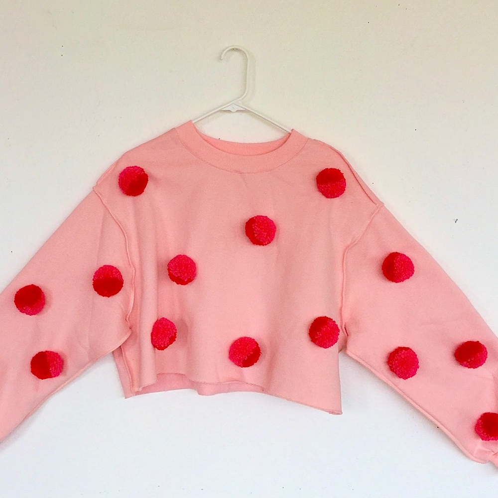 Brand New Pom Pom Crop Sweatshirt- Women’s Large